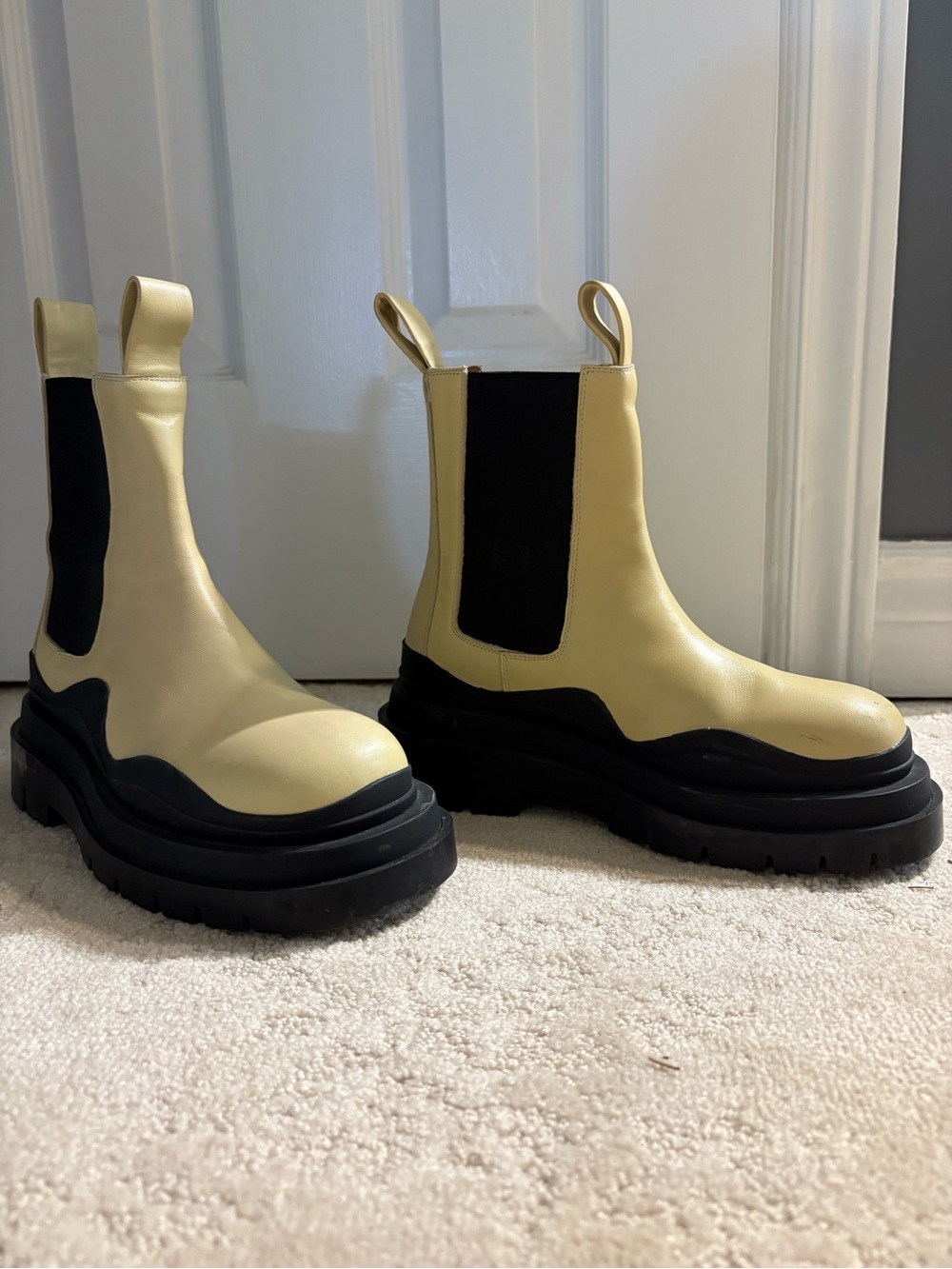 Alias Mae Cream Chelsea Lug Boots with Black Sole